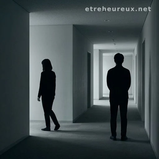 Two silhouettes separated in a hallway illustrating a boundary being set