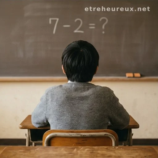 Student viewed from behind facing a math problem on a chalkboard