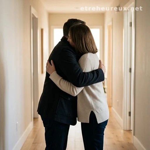 Two people embracing showing human physical connection and touch