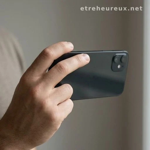 Hand pressing iPhone volume button to capture a photo