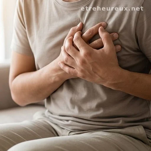 Person experiencing chest pressure as a potential heart attack warning sign