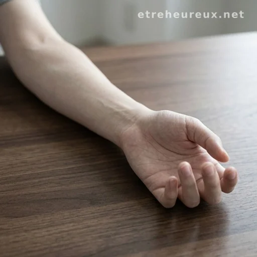 Limp arm resting on table illustrating one-sided weakness stroke warning sign