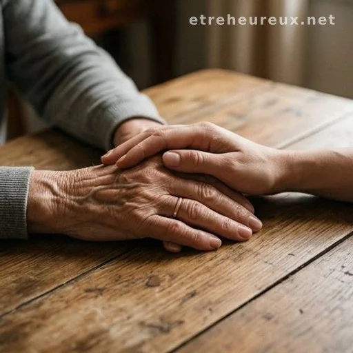 Two pairs of hands resting close together on a table, suggesting connection