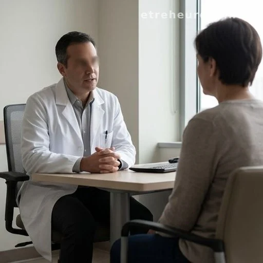 Doctor consulting a patient in a medical office, side view