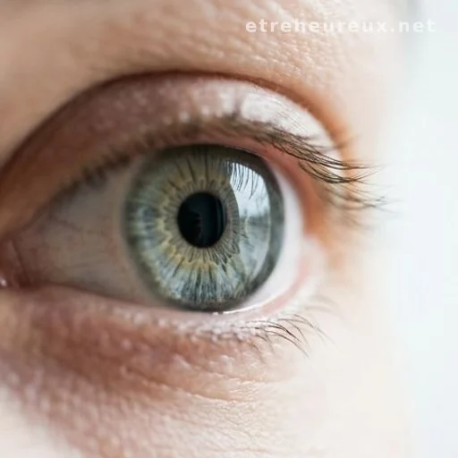 Close-up of a human eye against a bright background illustrating floaters