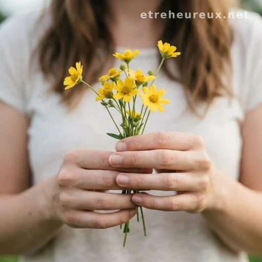 Anonymous woman's hands holding yellow flowers, symbol of resilience and remembrance