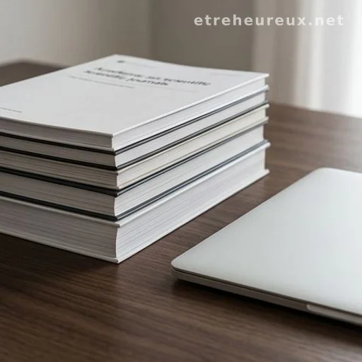 Stack of scientific journals on a research desk