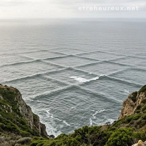 Ocean surface showing a checkerboard square wave cross sea pattern