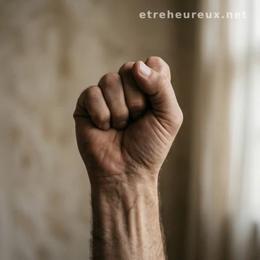 Close-up of a hand forming the fig gesture, thumb tucked between fingers