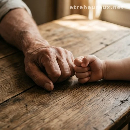 Adult hand and child's hand forming fists side by side, intergenerational gesture