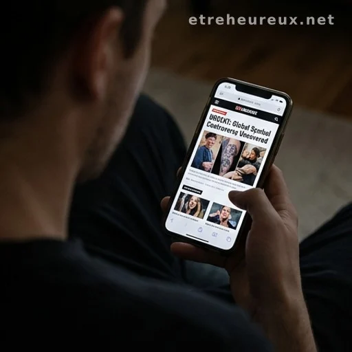 Person reading a sensational online headline on a smartphone